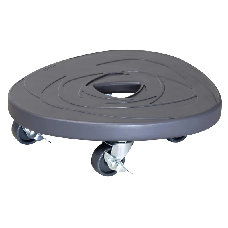 WAGNER Plant trolley STONE SPACE DESIGN Ø 28 x 7,5 cm I Flower trolley for indoor + outdoor use I Container trolley made of concrete, slate-look, with 2 breaks I Load capacity 100 kg - 20090301