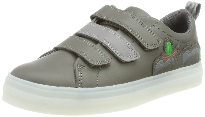 Clarks Boys' Fawn Solo K Trainers, Dark Grey Leather, 11.5 UK