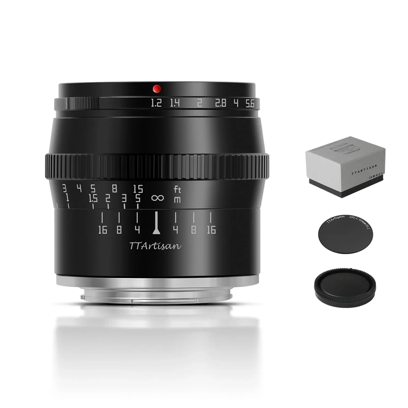 TTArtisan 50mm F1.2 Metal Bodied Lens Compatible with Canon M Mount - Black