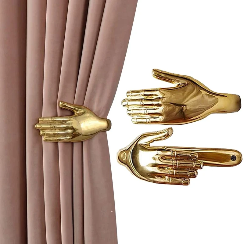 ZRAGEK Curtain Tiebacks Zinc Alloy Curtain Holdbacks, Gold Left Right Hand Curtain Hook, Personality Retro Villa Living Room Curtain Wall Decoration, Installation Required