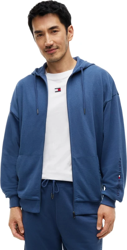Tommy Hilfiger Men Fz Hoodie UM0UM03781 L/S Sweatshirt, BLUE (Aegean Sea), XL