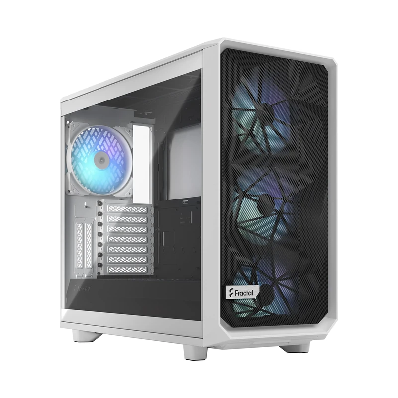 Fractal Design Meshify 2 White RGB Case - Tempered Glass - E-ATX Compatible - Enhanced Airflow - Aspect 14 RGB PWM Fans