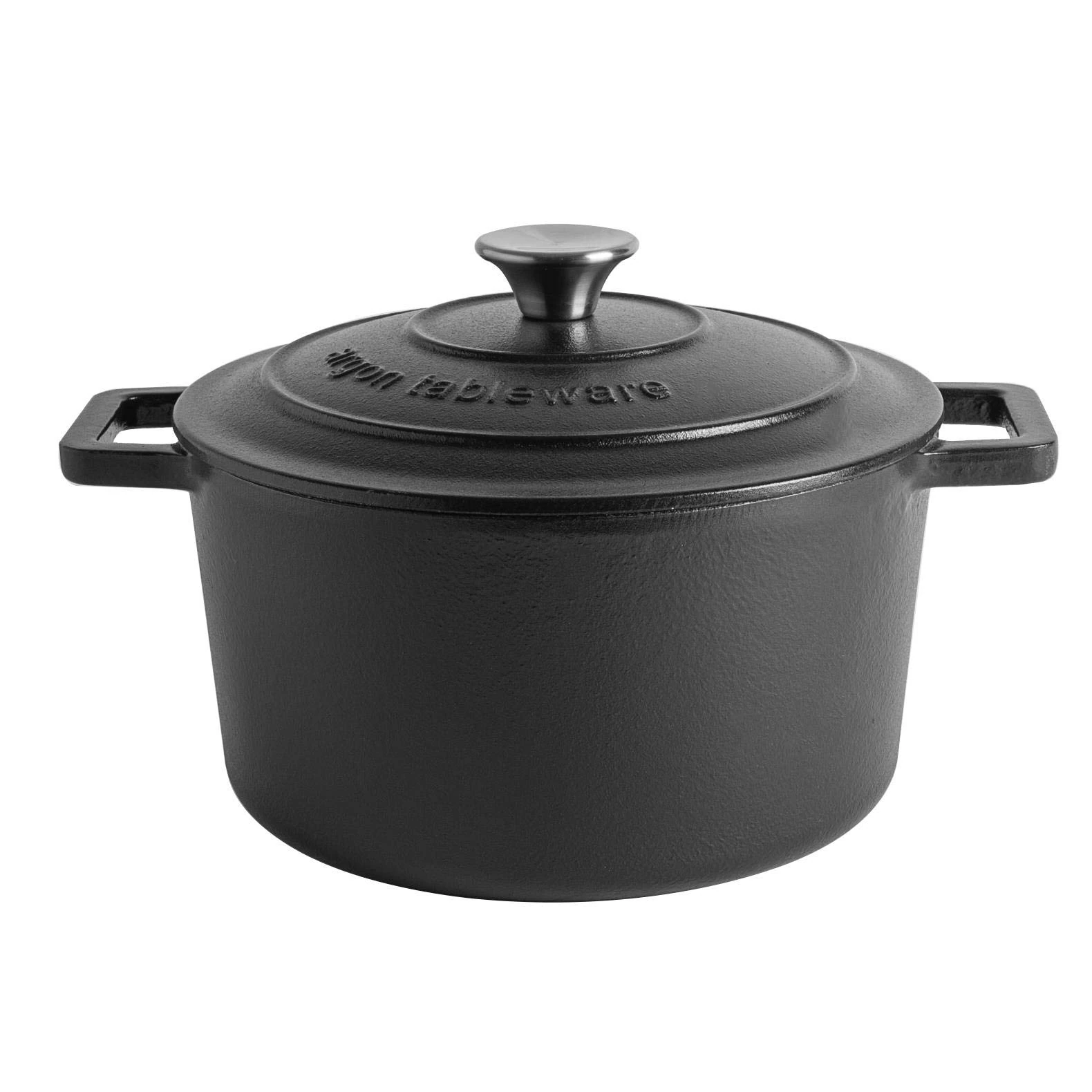Argon Tableware 4.5L Round Cast Iron Casserole Dish with Self-Basting Lid - Matte Black - 2.3L & 4.68L Induction Hob Cooking 4.75QT Dutch Oven Bread Baking Serving Roasting Stew Stock Pot Pan