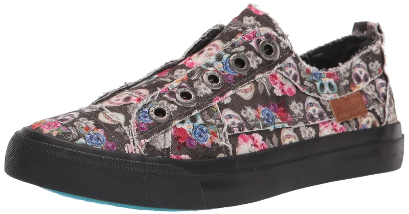 Blowfish Malibu Women's Play Sneaker, Charcoal Sugar Skull Print, 7 UK