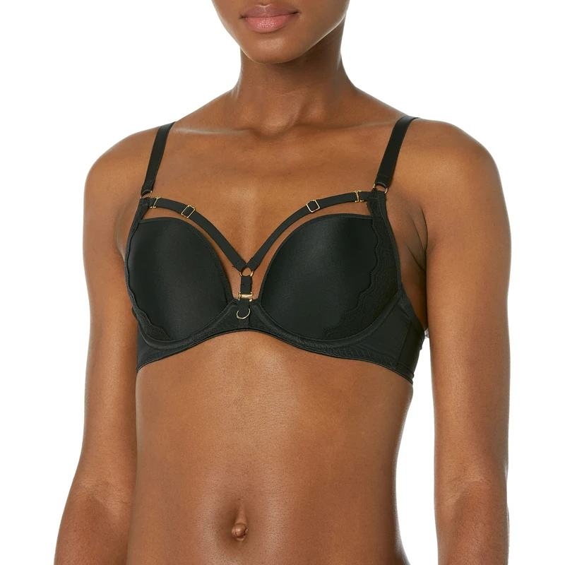 Freya Women's Temptress Underwire Molded Plunge T-Shirt Bra, Opaque, Black, 32E