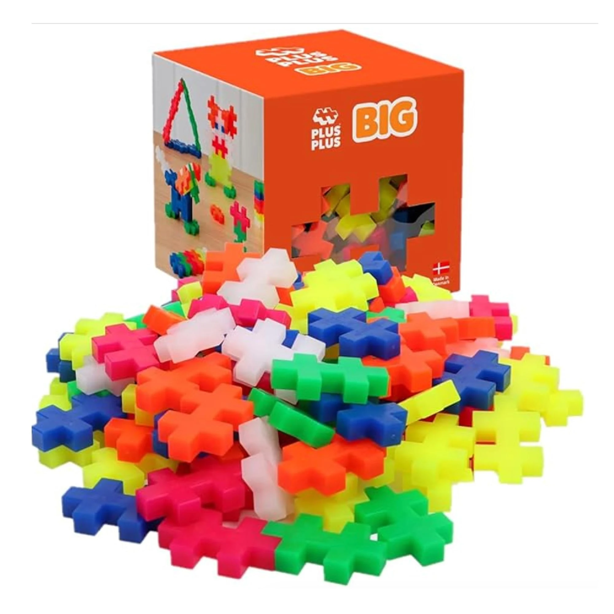 PLUS PLUS 9603411 Creative Building Blocks, Big Neon Set, Ingenious Construction Toy, 100 Pieces