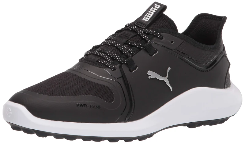 PUMA Men's Ignite Fasten8 Golf Shoe, Black Silver White, 9 UK