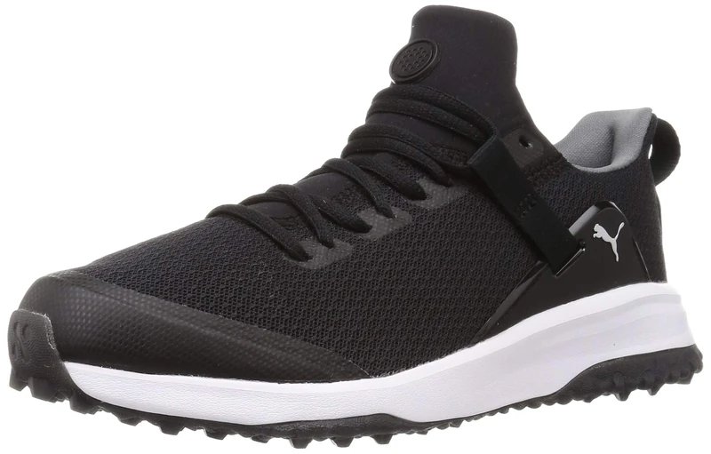 PUMA Men's Fusion Evo Golf Shoe, Black-Quiet Shade, 8.5 UK