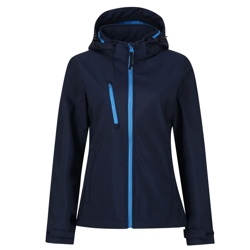 Regatta Professional Womens Venturer 3-layer Printable Hooded Softshell Jacket, Navy(french Blue), 10 EU