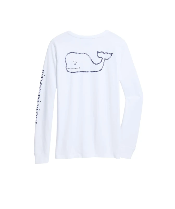 Vineyard Vines Long Sleeve Vintage Whale Pocket T-Shirt - Blue - Medium