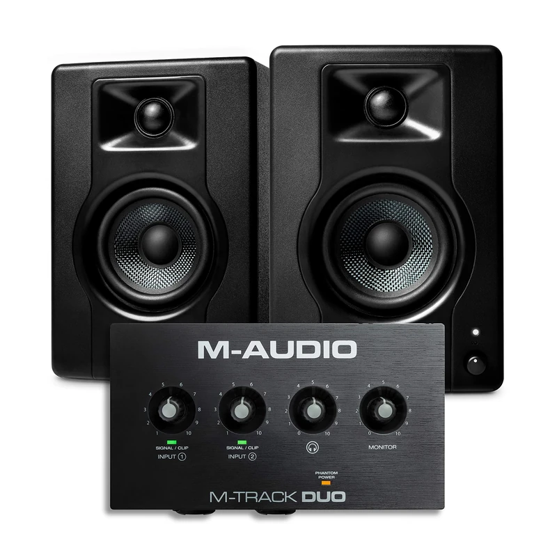 M-Audio Recording, Streaming and Podcasting Bundle – M-Track Duo USB Audio Interface and 120W BX3 Stereo Speakers, Software Suite Included