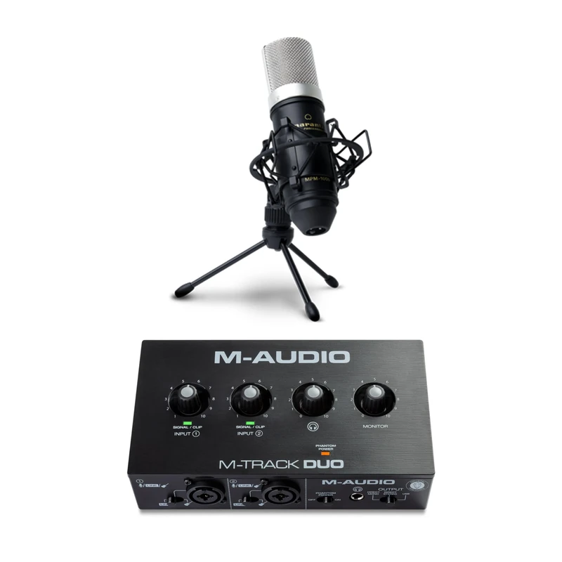 M-Audio Recording, Streaming and Podcasting Bundle – M-Track Duo USB Audio Interface and Marantz MPM-1000 Condenser Microphone