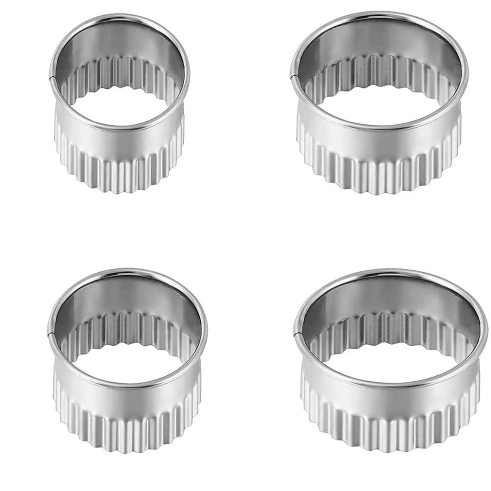 4 pcs Cookie Cutters Round Biscuit Mold Stainless Steel Circle Scone Cutter for Baking Cutters for Dough, Pastry, Donut, Fondant, Fruit, Vegetable, DIY Cake Decoration