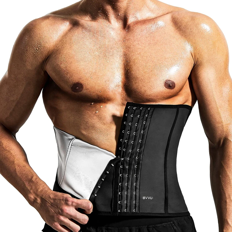 BVVU Premium Waist Trimmer for Men, Waist Trainer Sauna Belt, Waist Cincher, Sauna Slimming Belt