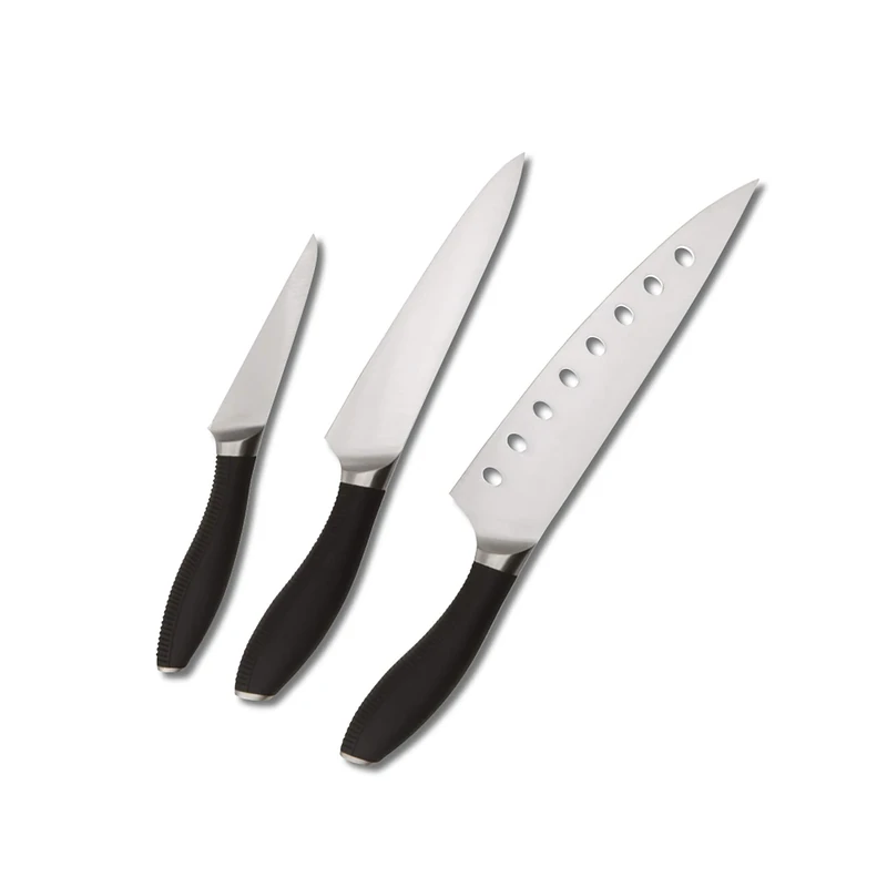 Circulon - 3 Piece Knife Set - Japanese Stainless Steel - Non Stick Blades - Textured Handles - Professional Knife Set, Silver