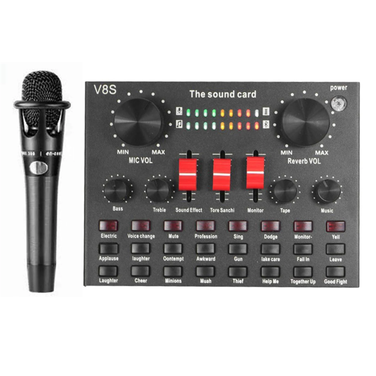 Studio Mixing Desks, 10-bit LED Level Display 4Channels Audio Mixer Sound Mixing Console With Bluetooth USB Record 48V Power Monitor Paths