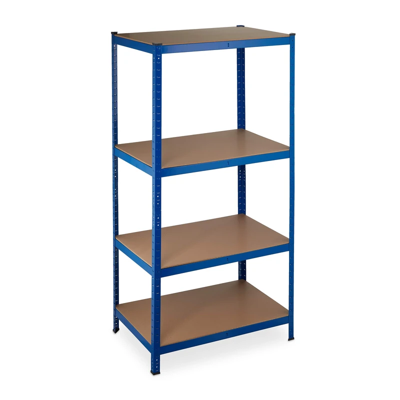 Relaxdays Heavy Duty Shelf, max. Load 1060 kg, 4 levels, Plug-in System, Cellar, Garage, Steel, HWD: 180x90x60 cm, Blue