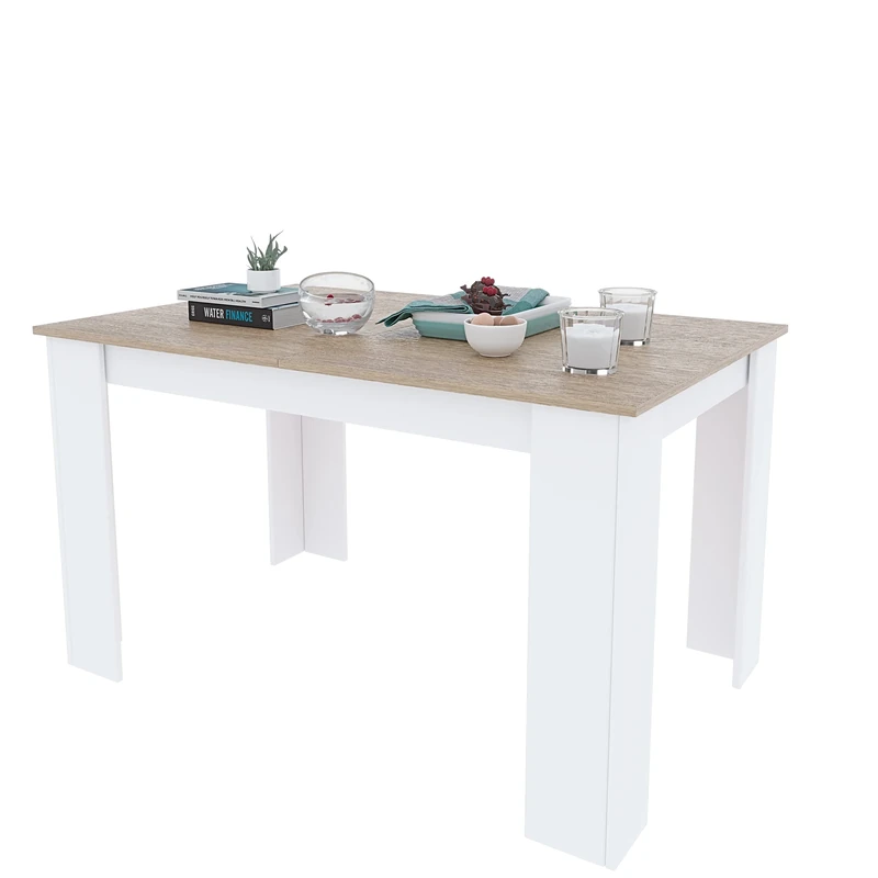 Arreditaly Toledo Wooden Extendable Dining Table Up to 190 cm Extendable Side Table Living Living Room Dining Room Modern Stylish Design 190 x 78 x 90 cm White Oak - Image 1