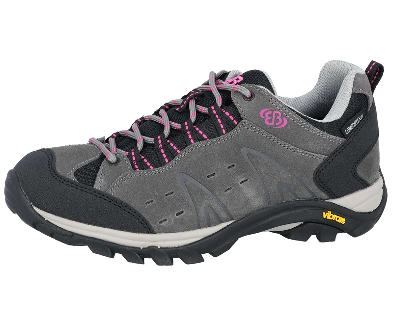 Brütting Women's Mount Bona Low Cross Country Running Shoe, Grey/Black/Pink, 7.5 UK