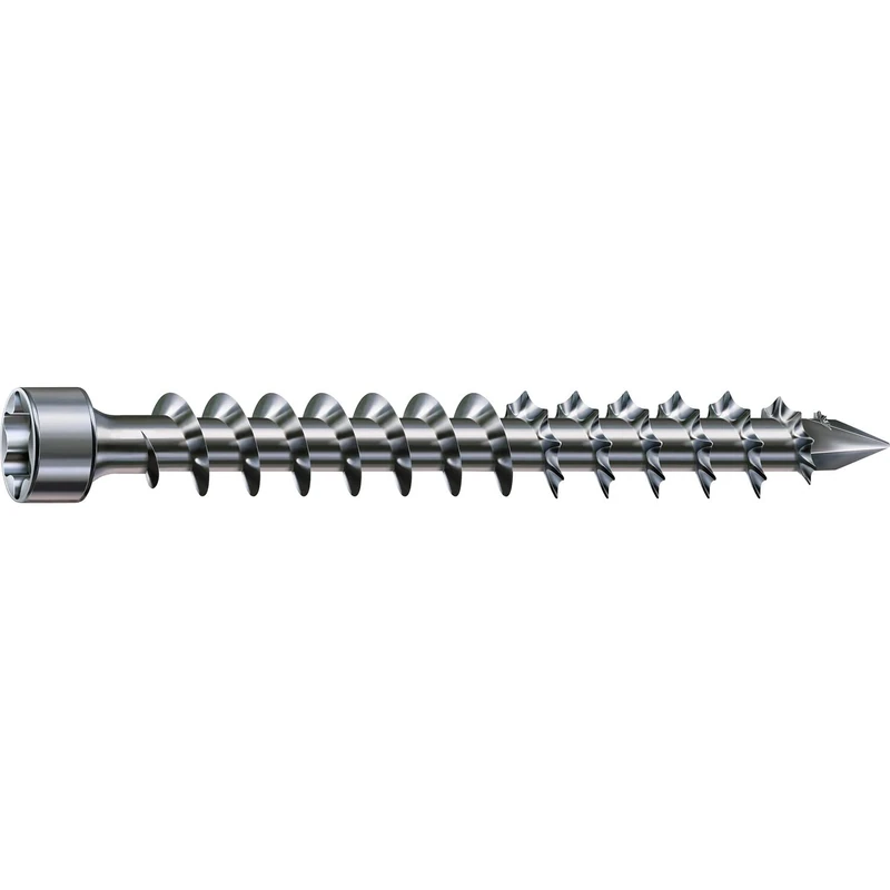 WALMER 1221010805505 Silver SPAX wood construction screw, cylinder head, 8.0 x 550 mm, full thread, Torx 40 Wirox, rating: 25 pieces