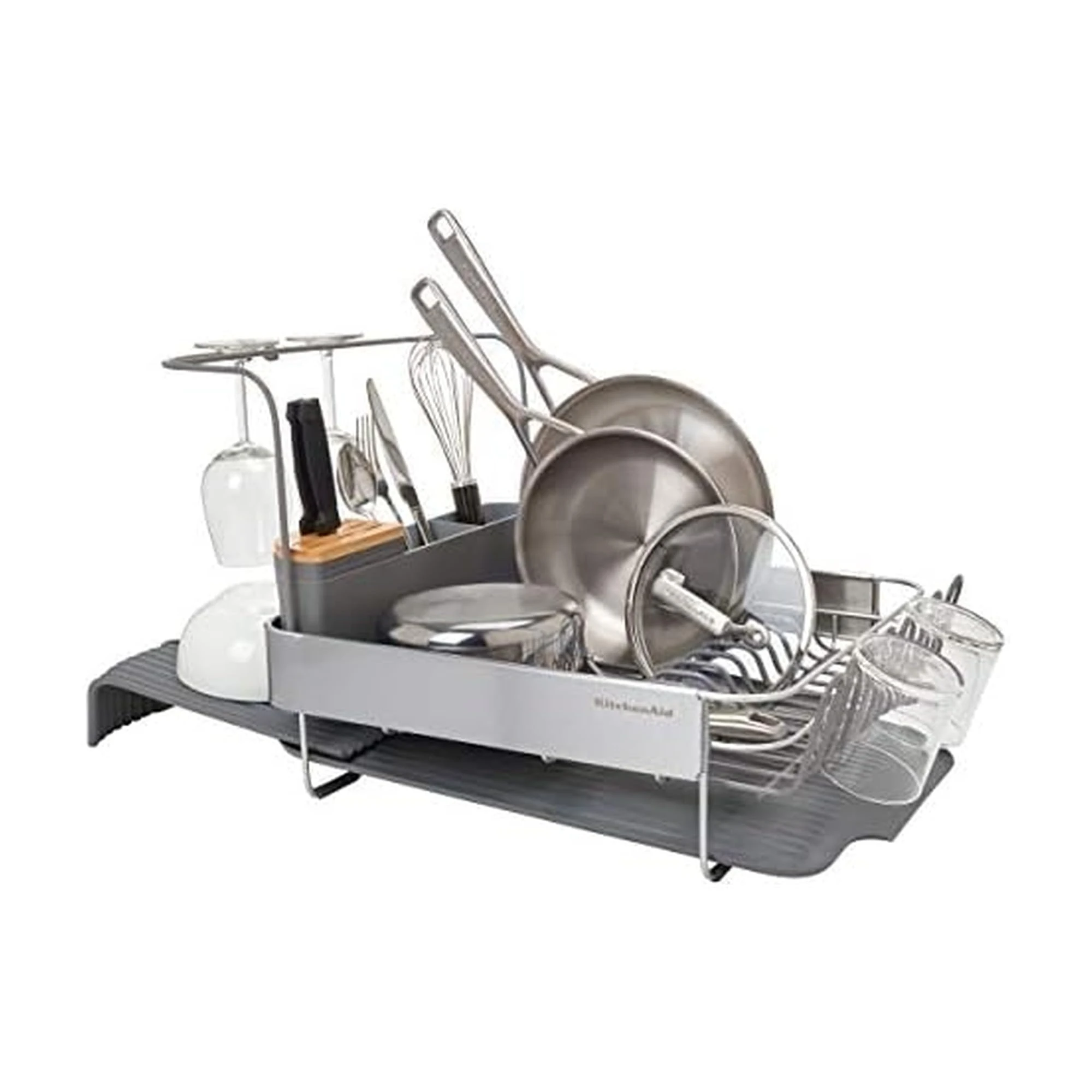 KitchenAid Full Size Expandable Dish-Drying Rack, 17.63-Inch, Charcoal Gray