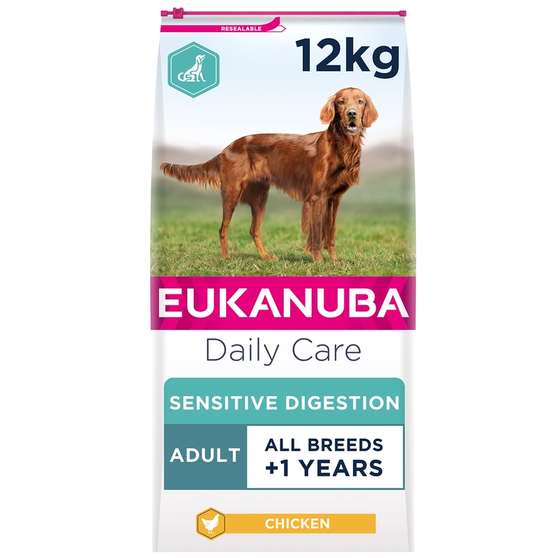 Eukanuba Sensitive Digestion Highly Digestible Complete Dry Dog Food for Adult Dogs with Chicken 12 kg - Image 1