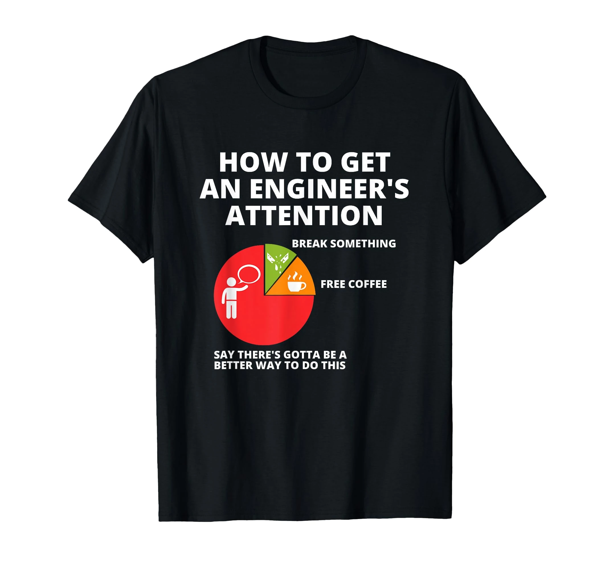 Awesome Engineering Shirts - How To Get An Engineer's Attention - Funny Engineering T-Shirt - Black - Small - Short Sleeve - Classic Fit - Men's - Engineers/Engineering Students