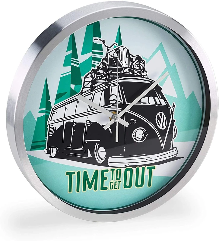 Volkswagen 1H2050810 Wall Clock VW T1 Bulli Bus Time to Get Out Retro 30 cm - Image 1