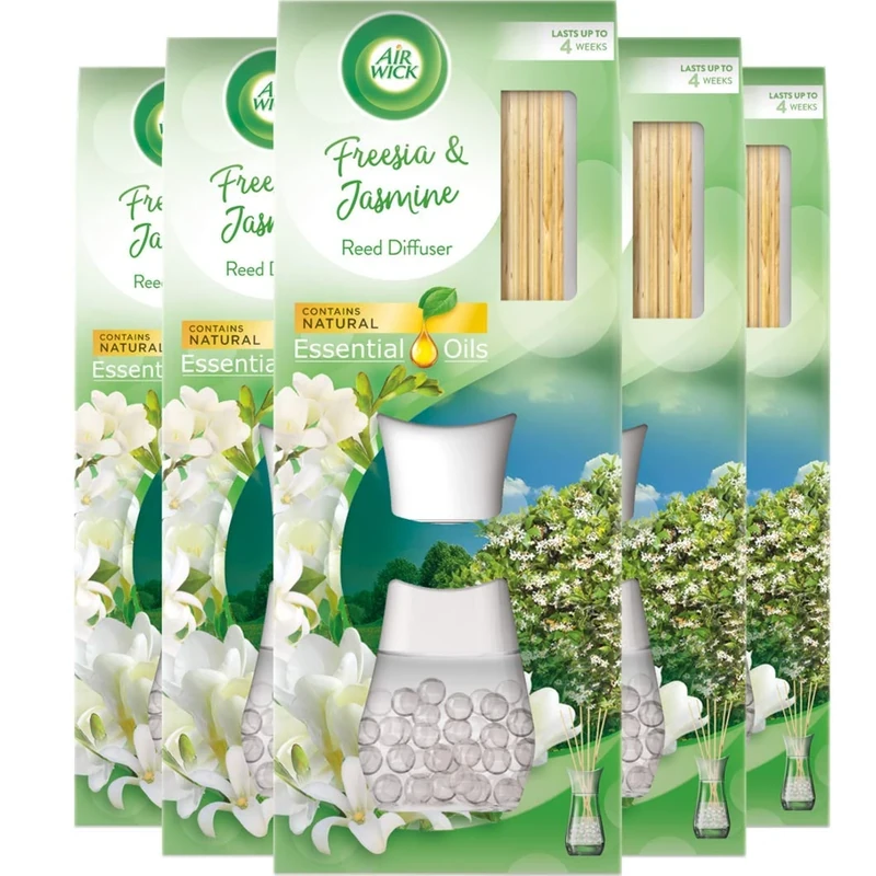 Air Wick Air Freshener Reed Diffuser, Freesia and Jasmine, Pack of 5 x 33ml