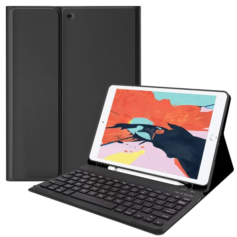 Lively Life Bluetooth Keyboard for iPad 10.2 9th 2021/8th 2020/7th Generation 2019, iPad Air 3 2019, iPad Pro 10.5 2017, Protective Case with Detachable Wireless Keyboard, Built-in Pen Holder - Black