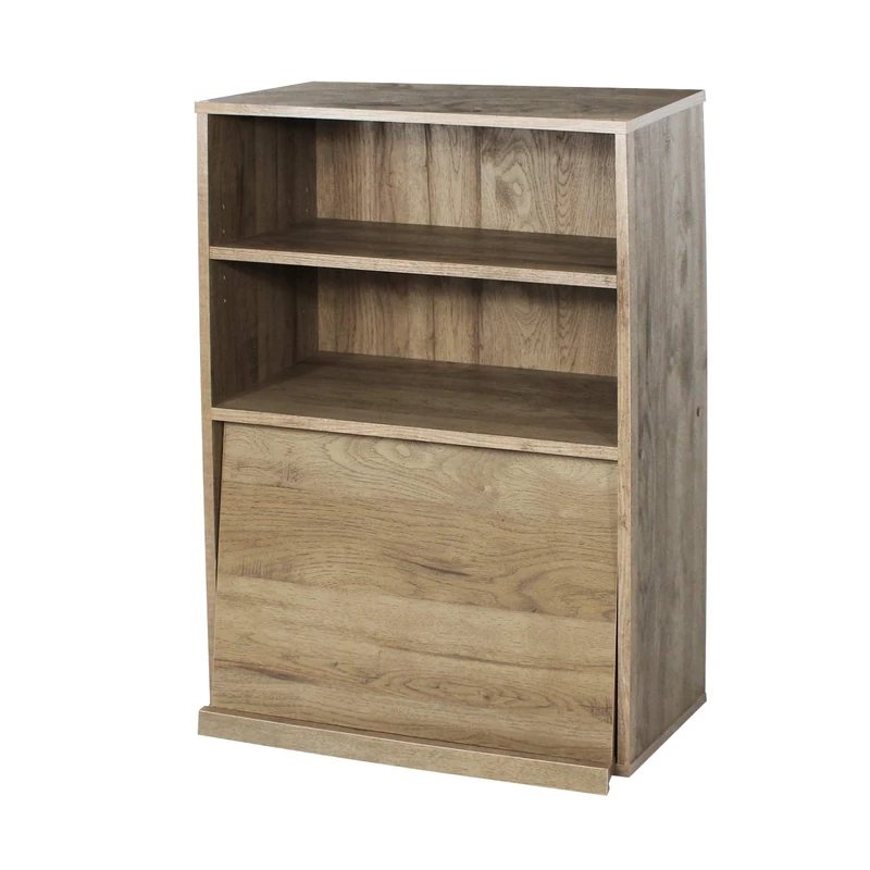 Iris Ohyama, Storage unit with 2 folding doors/Wooden Cabinet/Flap rack/Storage Cabinet, Adjustable shelf height 3.2 cm, Living Room, Kitchen - Flap Rack - CHR-1 - Ash Brown