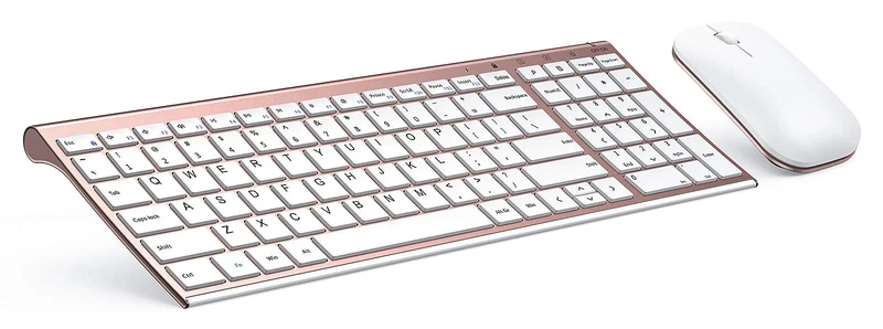 Rose Gold Wireless Keyboard Mouse, seenda Slim Low Profile Keyboard and Mouse Set with Silent Keys Portable Size for Windows 7/8/10/11 PC Laptop Computer