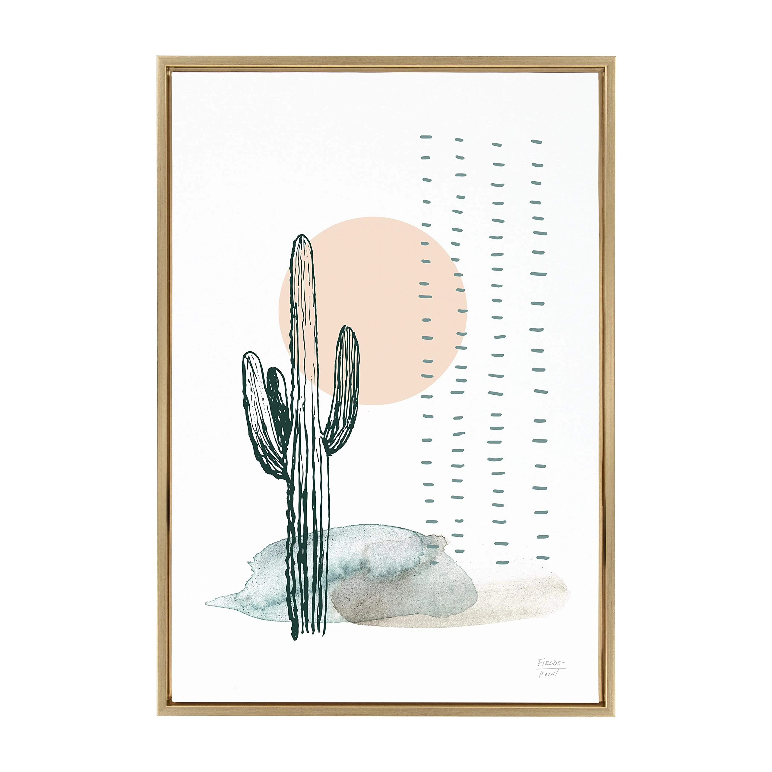 Kate and Laurel Desert Cactus Framed Canvas by Statement Goods, Gold, 23x33