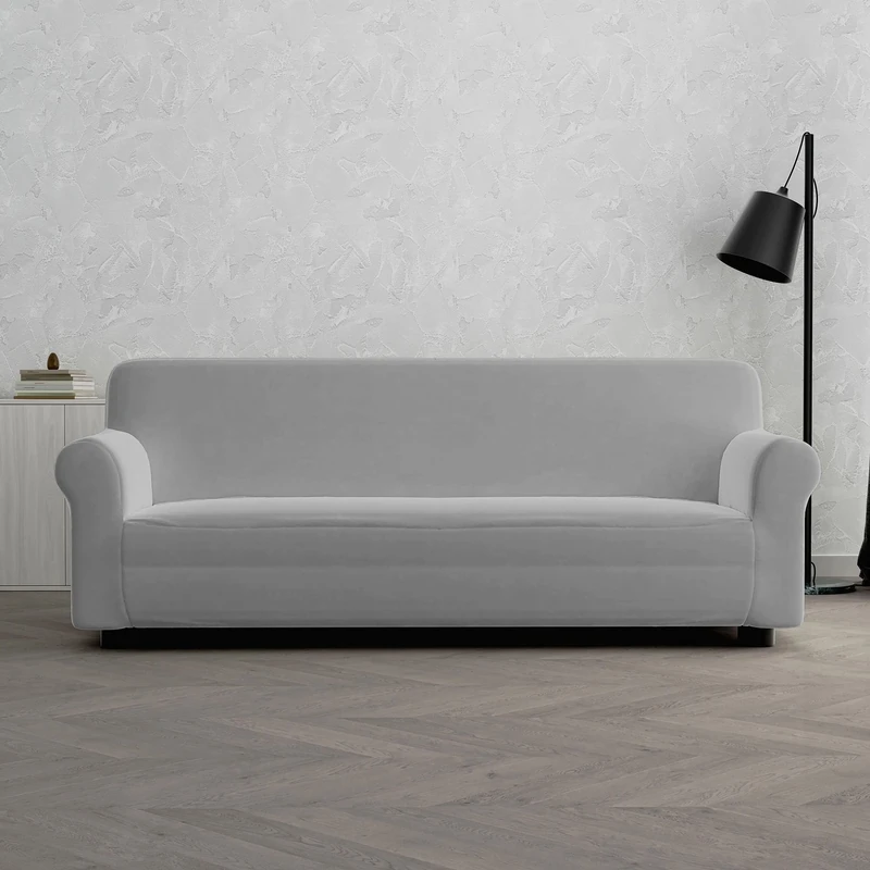 Italian Bed Linen Dahlia elastic sofa cover, Light Grey, 3 PLACES