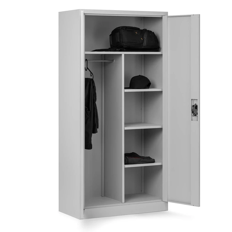 Domator Metal Cabinet, Gray, 185 cm x 90 cm x 45 cm