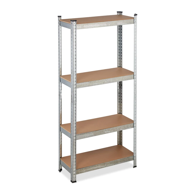 Relaxdays Heavy Duty Shelving Unit, Galvanised Steel, Max. Load 700 kg, 150x70x30 cm, 4 Shelves, Garage Storage, Silver