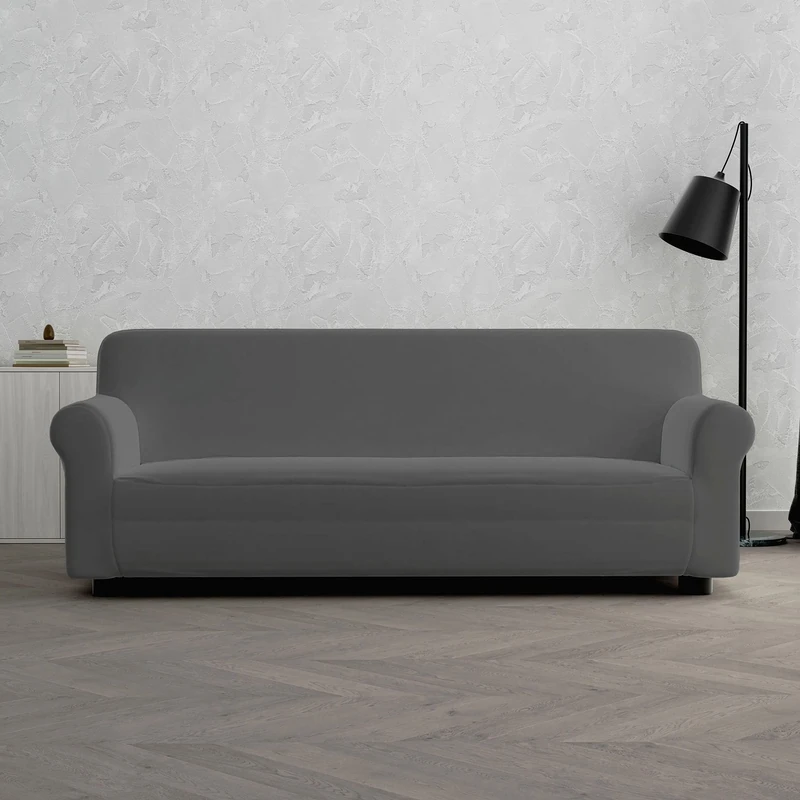 Italian Bed Linen Dahlia elastic sofa cover, Dark Gray, 3 PLACES - Image 1