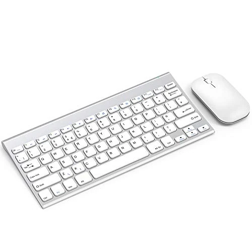Small Wireless Keyboard and Mouse, seenda Ultra Compact Rechargeable USB Keyboard and Mouse Combo with Portable Size Low Profile Keys for Windows XP/7/8/10/11 Laptop Computer, White