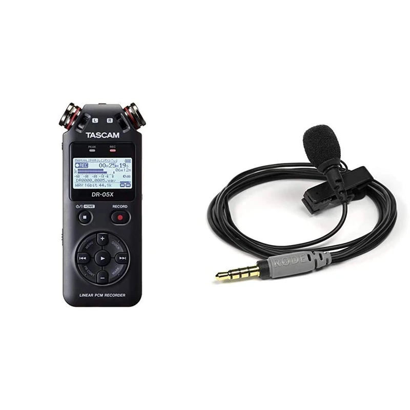 TASCAM DR-05X Portable Audio Recorder & RØDE SmartLavPlus Microphone lavalier pour Smartphone