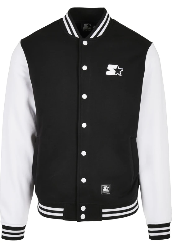 Starter Black Label Men's Starter College Fleece Jacket, black/white, S