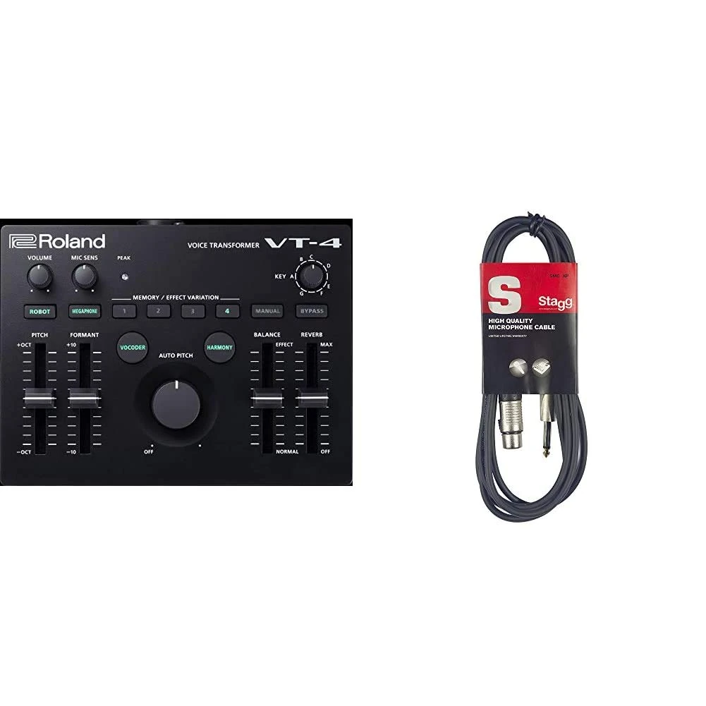 Roland Vt-4 Voice Transformer - Voice Effect Processor & Stagg SMC6 6 metre standard microphone cable