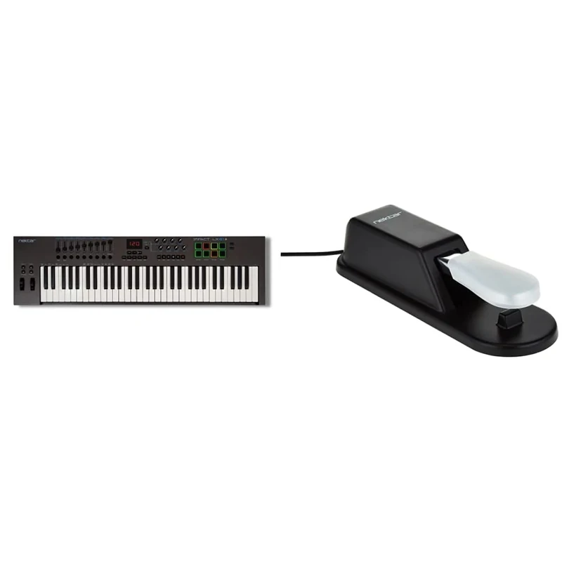 Nektar Impact LX61+ USB MIDI Keyboard Controller with DAW Integration & NP-2 Piano Style Sustain Pedal - Black,3.15 x 3.86 x 11.42 inches