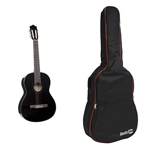 Yamaha C40II Full Size Classical Concert Guitar – Black & RockJam DGB-02 Padded Acoustic Guitar Bag with Carry Handle and Shoulder Strap