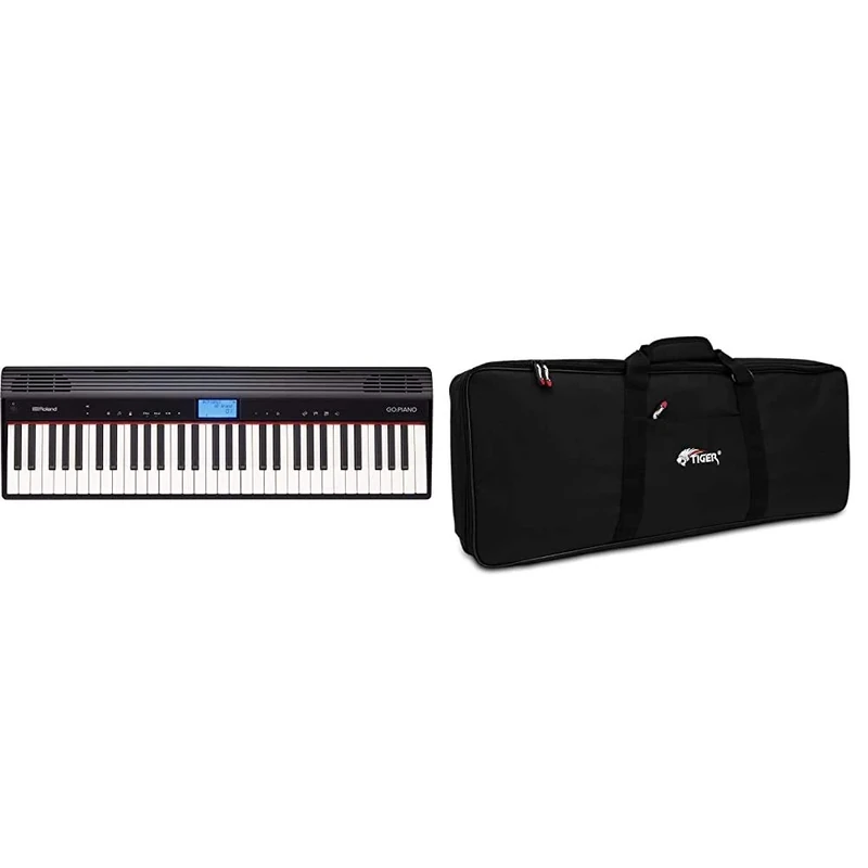 Roland Go:Piano Go-61P Digital Piano, Wireless Smartphone Connection, Black & TIGER KGB7-05 61-Key Keyboard Bag with Straps - 970 x 375 x 140mm - Black