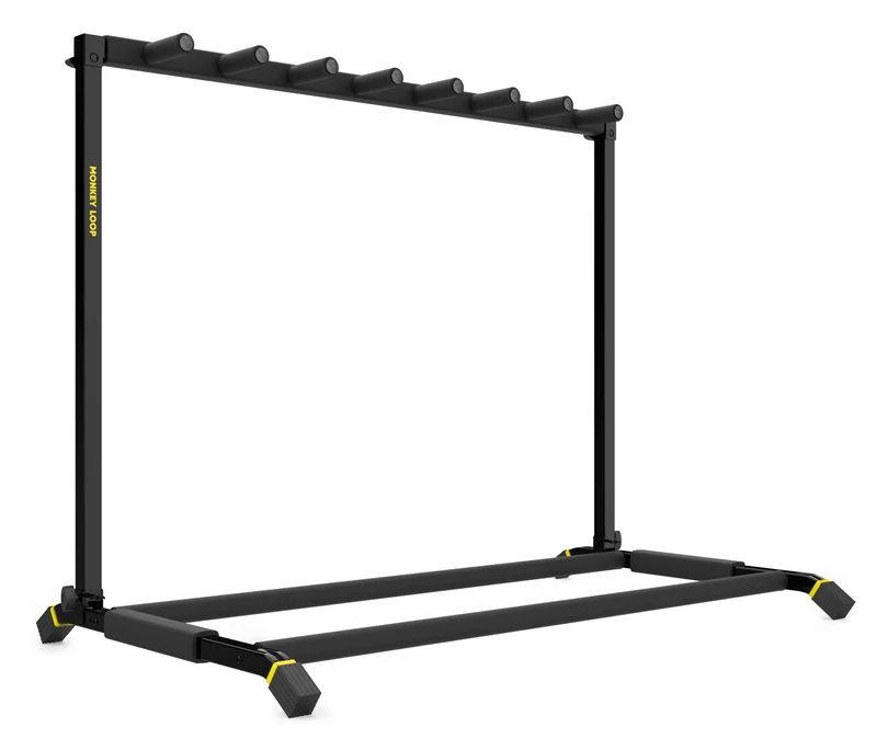 Monkey Loop Floor Prime 7 - Floor Stand for 7 Guitars or Bass - Stand Compatible with Electric Guitars and Electric Bass - Foam Filled Rests - Scratch Resistant