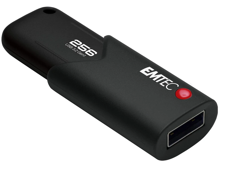 Emtec ECMMD220 Click Secure USB 3.0 Flash Drive 256 GB External Storage Read 100 Mb/S Write 20 Mb/S With AES260 Encryption Software Black 56GB12 3