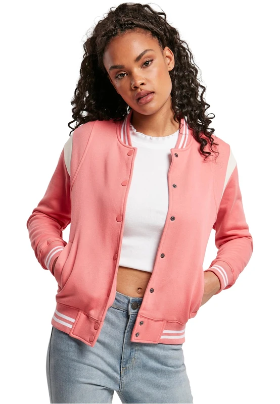 Urban Classics Women's Inset Sweat Jacket College Jacket, Palepink/White Sand, XXXXL