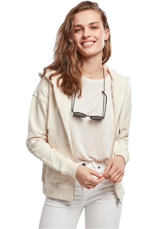 Urban Classics Women's Organic Terry Zip Hoody Cardigan, Whitesand, 5X-Large