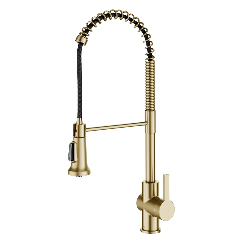 Kraus KPF-1691SFACB Britt Commercial Style Pull-Down Single Handle Kitchen Faucet, Spot Free Antique Champagne Bronze