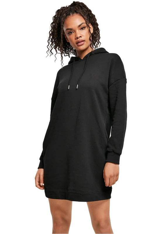 Urban Classics Women's Organic Cotton Oversized Terry Hoody Dress Hooded Dress for Women Sizes XS - 5XL, Black, XS - Image 1